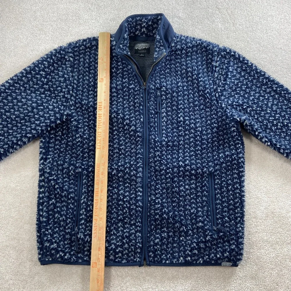 J.Crew Nordic Fleece Jacket Mens Large Blue Sherpa Full Zip Mock Neck